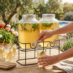 2 Pack Glass Drink Dispensers with Stand 8L, Transparent - alternate angle