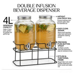 2 Pack Glass Drink Dispensers with Stand 8L, Transparent - detail view