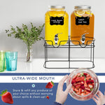 2 Pack Glass Drink Dispensers with Stand 8L, Transparent - size and scale view