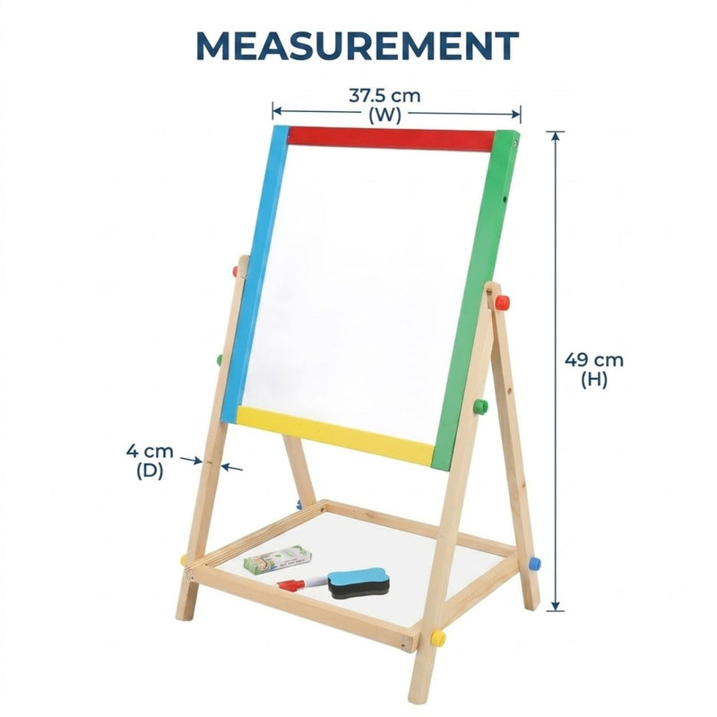 2-in-1 Kids Art Easel with Chalkboard and Whiteboard - size and scale view