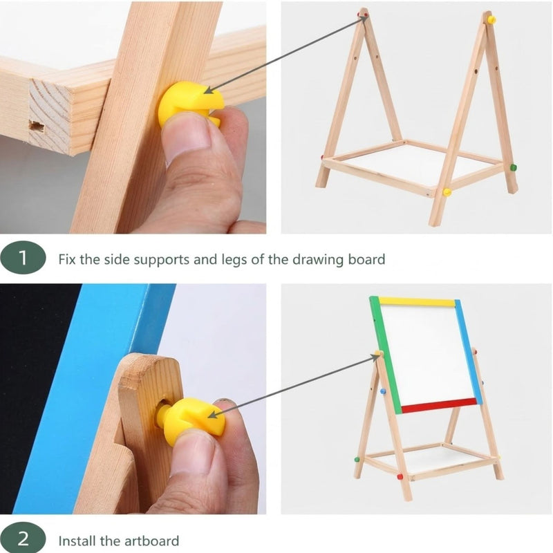 2-in-1 Kids Art Easel with Chalkboard and Whiteboard