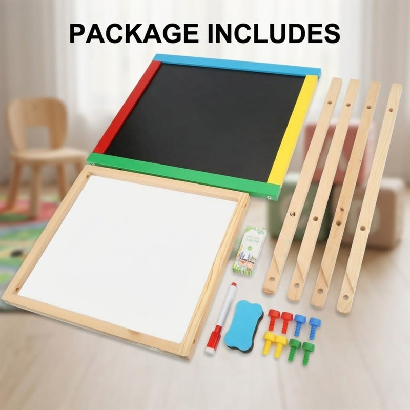2-in-1 Kids Art Easel with Chalkboard and Whiteboard