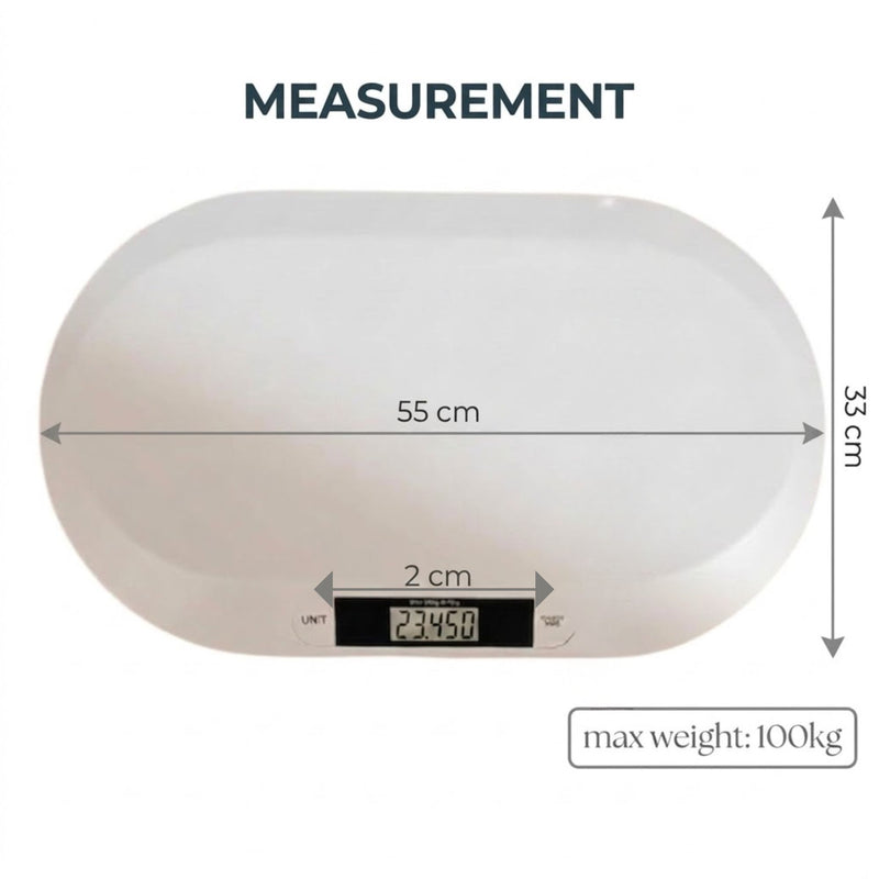 Digital Baby Scale Tare Function Lcd Display, White - detail view