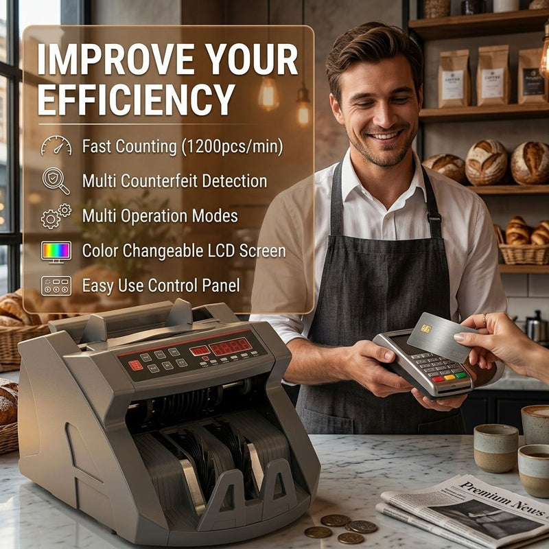 Money Counting Machine with Uv Detection, Grey - additional product view