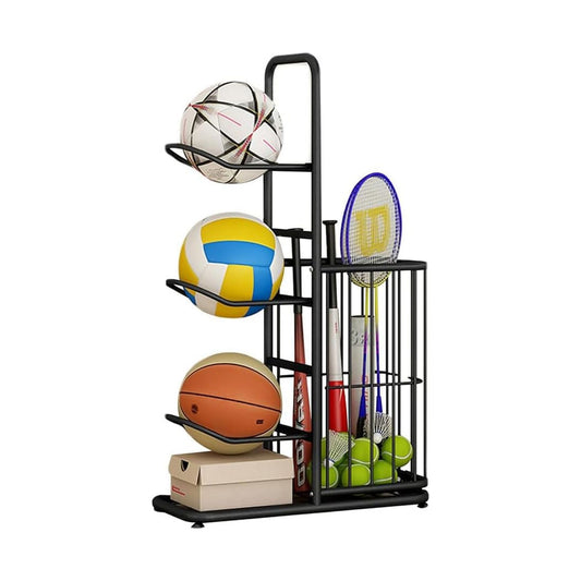 3-Tier Ball Storage Rack for Home and Garage, Black - main product image