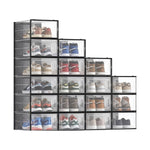 18-Pack Shoe Storage Boxes, Clear Stackable, Black - main product image