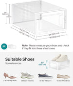18-Pack Shoe Storage Boxes, Clear Stackable, White - detail view