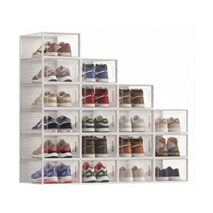 18 Pack Clear Stackable Shoe Storage Boxes - White
