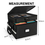 Fireproof Document Box with Lock for Office Storage, Black - size and scale view