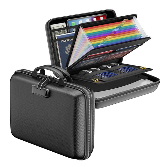 Fireproof Document Box with Lock for Safe Document Storage, Black - main product image