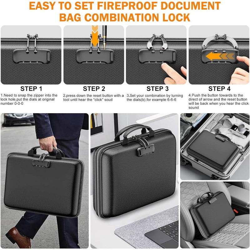 Fireproof Document Box with Lock for Safe Document Storage