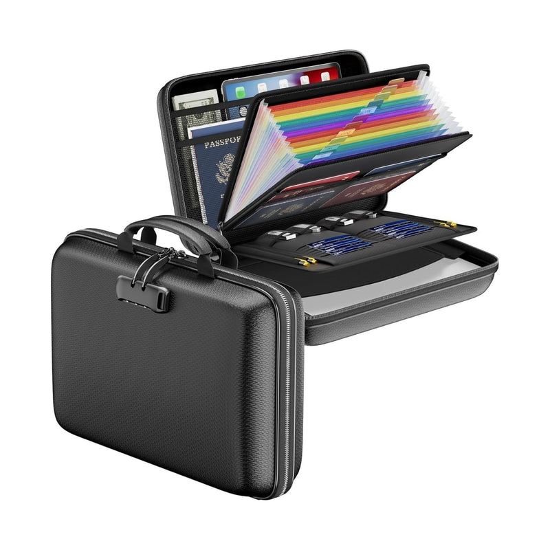 Fireproof Document Box with Lock for Safe Document Storage, Black - main product image