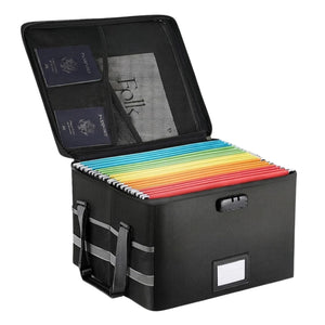 Fireproof Document Box with Lock Collapsible Black
