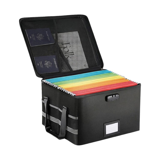 Fireproof Document Box with Lock Collapsible Black - main product image