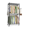 Double Rail Garment Rack with Shelves and Wheels