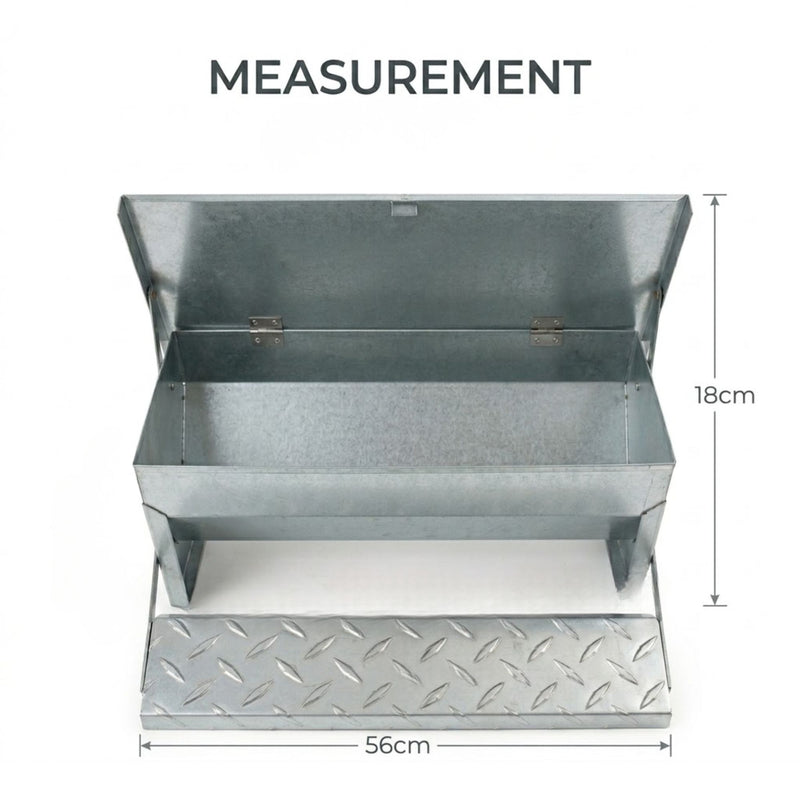 Automatic Treadle Chicken Feeder Galvanized Steel Grey - size and scale view