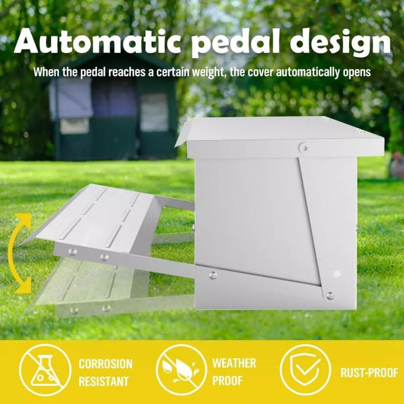 Automatic Treadle Chicken Feeder Galvanized Steel Grey - additional product view