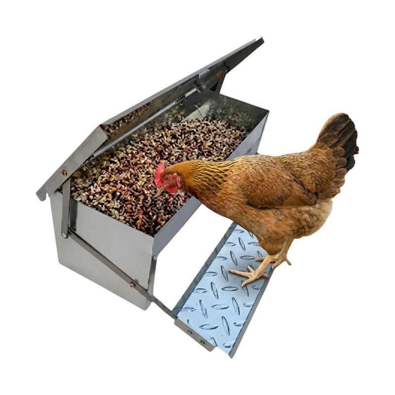 Automatic Treadle Chicken Feeder Galvanized Steel Grey - main product image