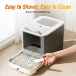 Enclosed Cat Litter Box with Drawer Tray for Easy Cleaning, Grey - detail view
