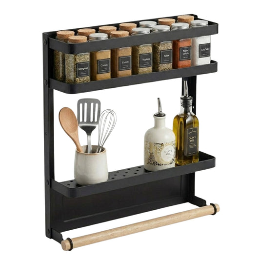 Magnetic Spice Rack 2-Tier Fridge Organiser Black - main product image