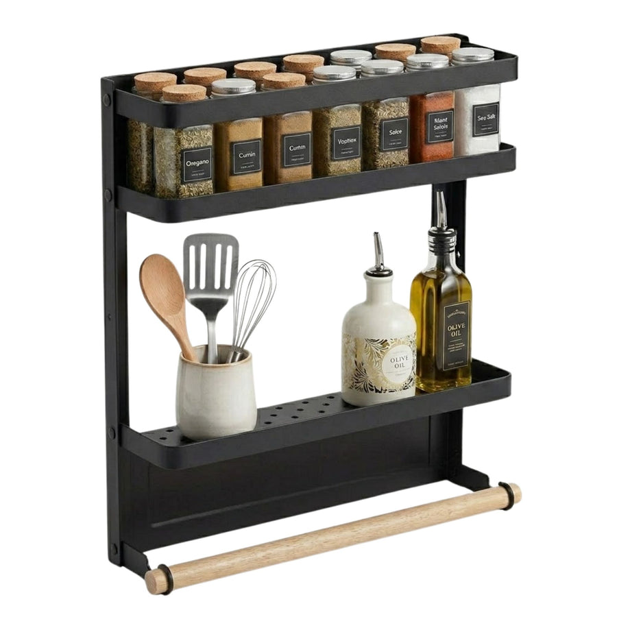Magnetic Spice Rack 2-Tier Fridge Organiser Black - main product image