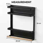 Magnetic Spice Rack 2-Tier Fridge Organiser Black - size and scale view