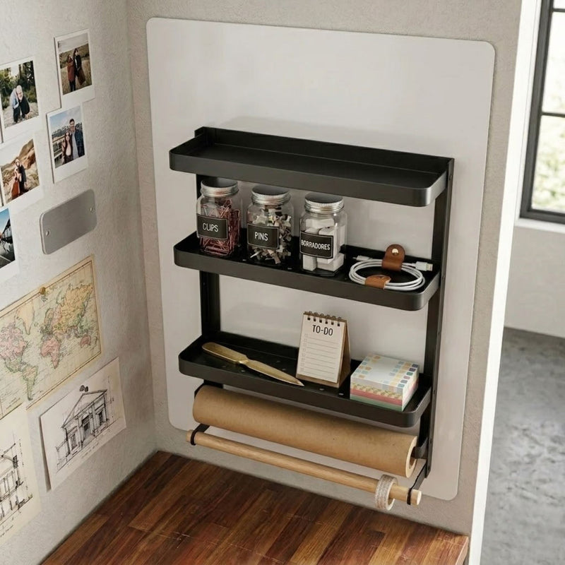 Magnetic Spice Rack 2-Tier Fridge Organiser Black