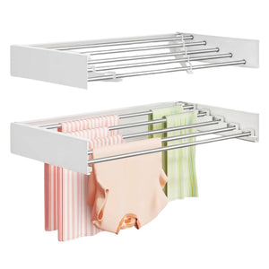 Wall Mounted Clothes Drying Rack - Foldable & Space-Saving - White