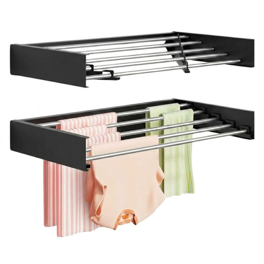 Wall Mounted Clothes Drying Rack - Foldable and Space-Saving - Black - main product image