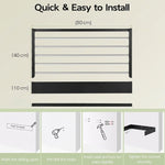Wall Mounted Clothes Drying Rack - Foldable and Space-Saving - Black - size and scale view