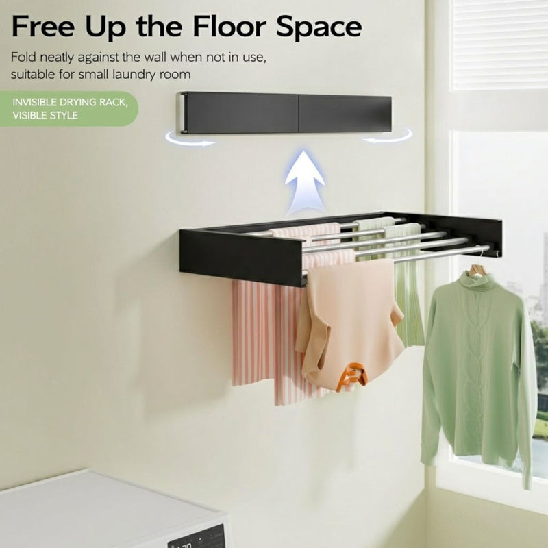 Wall Mounted Clothes Drying Rack - Foldable and Space-Saving - Black - additional product view