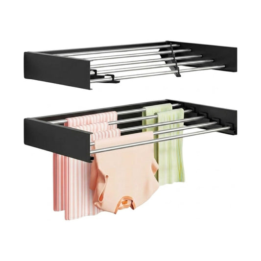 Wall Mounted Clothes Drying Rack - Foldable and Space-Saving - Black - main product image