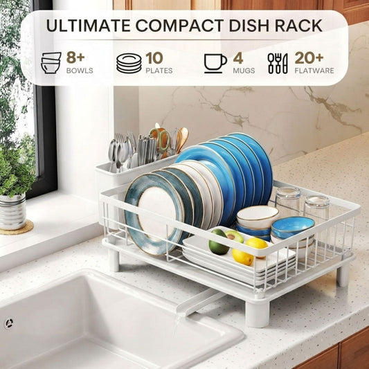 Dish Drying Rack with Drainboard and Utensil Holder - White - alternate angle