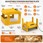 Upgraded Chick Brooder Heating Plate, Adjustable Height, Yellow - size and scale view