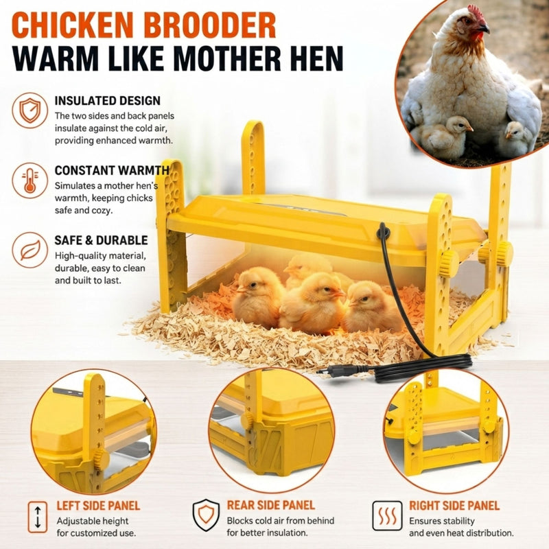 Upgraded Chick Brooder Heating Plate Adjustable Height Yellow