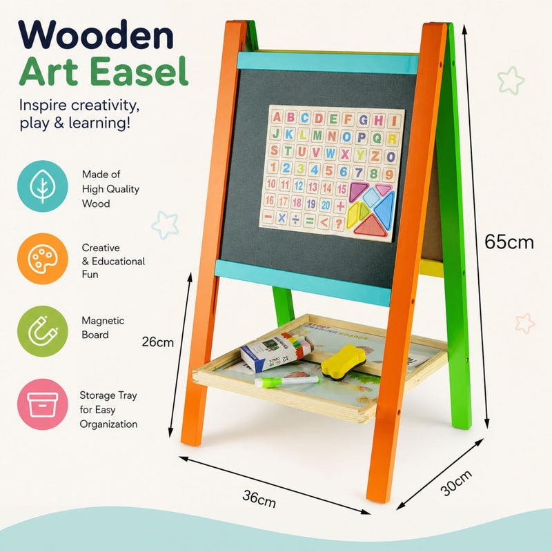 Kids Art Easel Double - Sided Chalkboard Whiteboard Multicolour, Multicolor - detail view