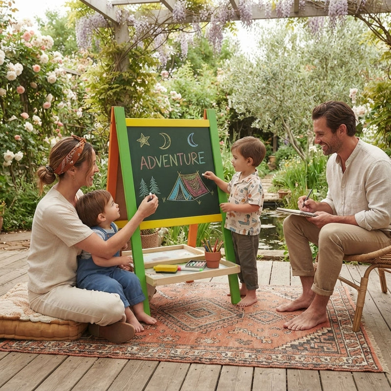 Kids Art Easel Double - Sided Chalkboard Whiteboard Multicolour