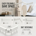 3 - Fold Wall Mounted Clothes Drying Rack - White - size and scale view