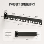 3 - Fold Wall Mounted Clothes Drying Rack - Black - detail view