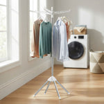 Folding Clothes Drying Rack with Rotatable Arms, White - alternate angle