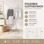 Folding Clothes Drying Rack with Rotatable Arms, White - detail view
