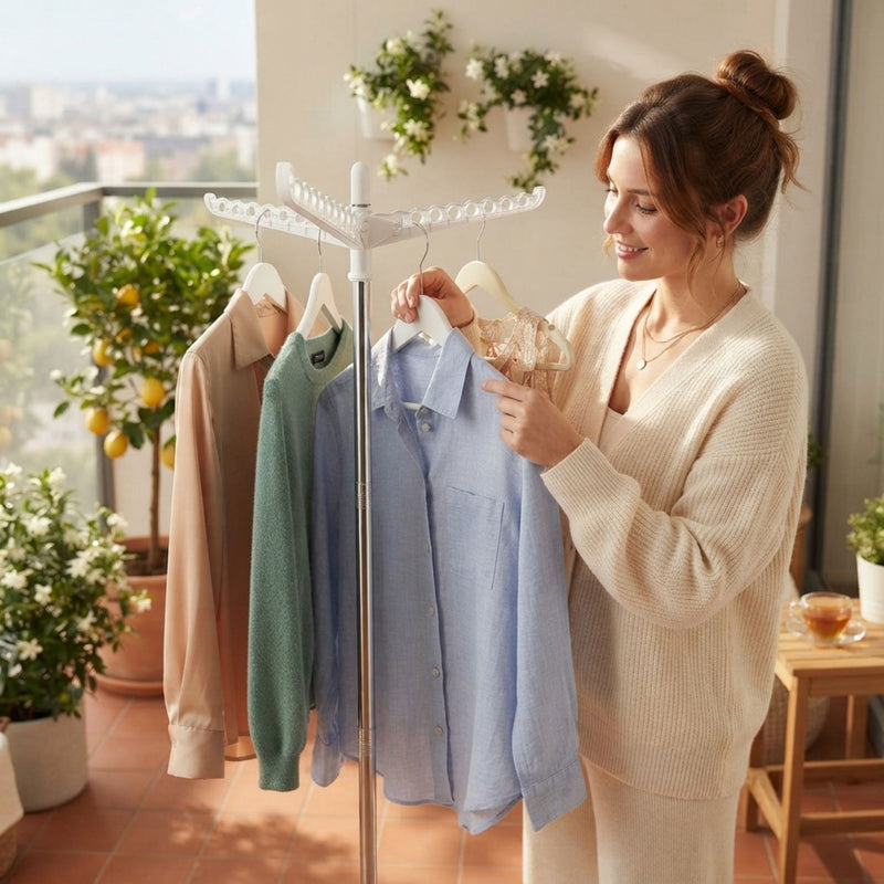 Folding Clothes Drying Rack with Rotatable Arms