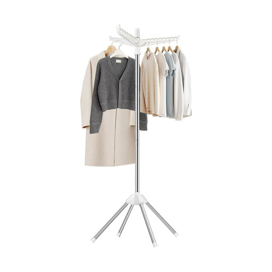 Folding Clothes Drying Rack with Rotatable Arms, White - main product image