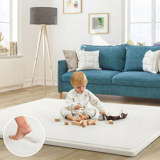 Baby Play Mat Thick Foam Crawling Mat for Infants - 200x150cm - White, Cream - main product image