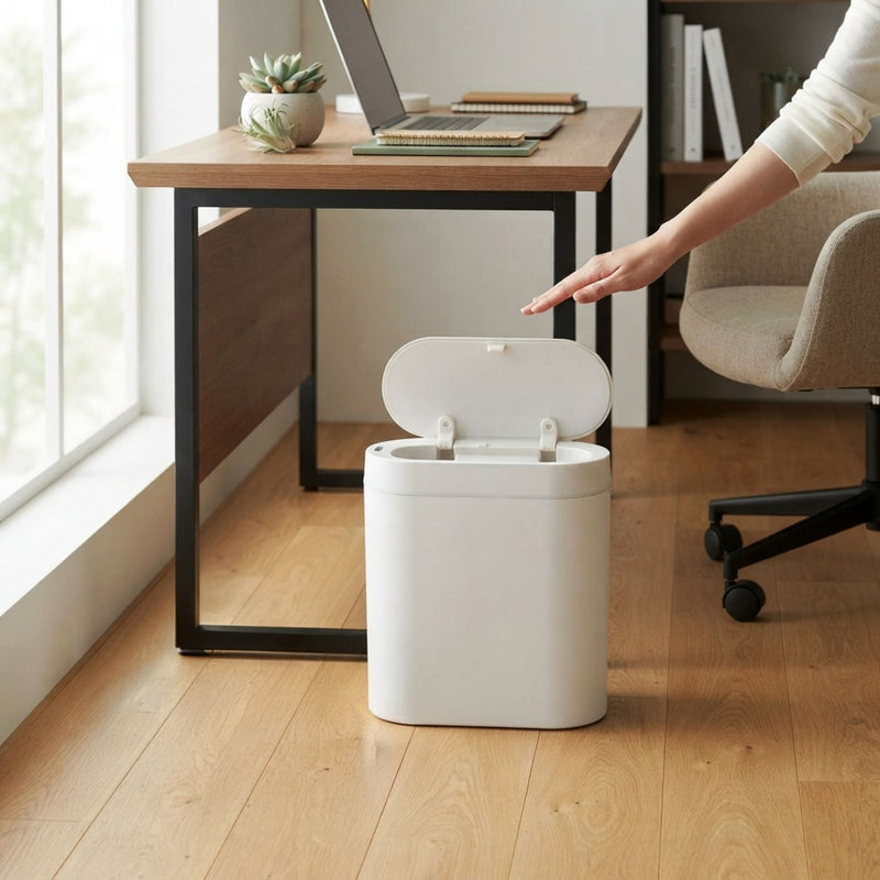 7L Motion Sensor Bin Slim Design for Bathrooms and Kitchens - White - alternate angle