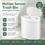 7L Motion Sensor Bin Slim Design for Bathrooms and Kitchens - White - detail view