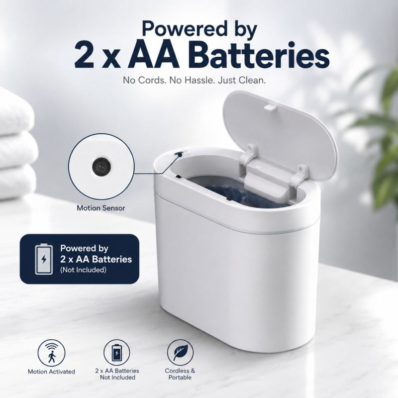 7L Motion Sensor Bin Slim Design for Bathrooms & Kitchens - White