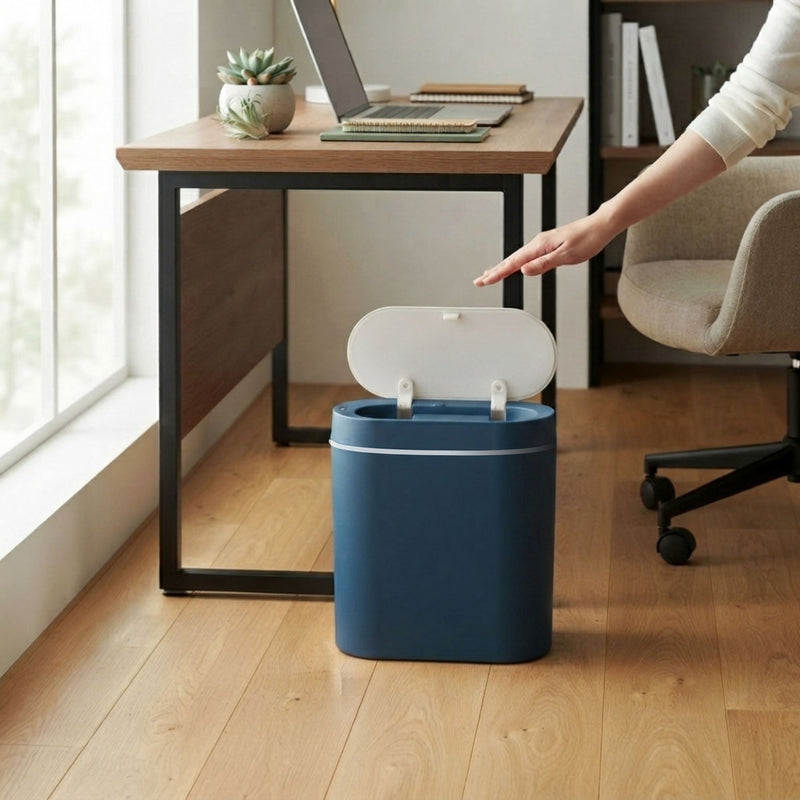 7L Motion Sensor Bin Slim Design for Bathrooms and Kitchens - Blue - alternate angle
