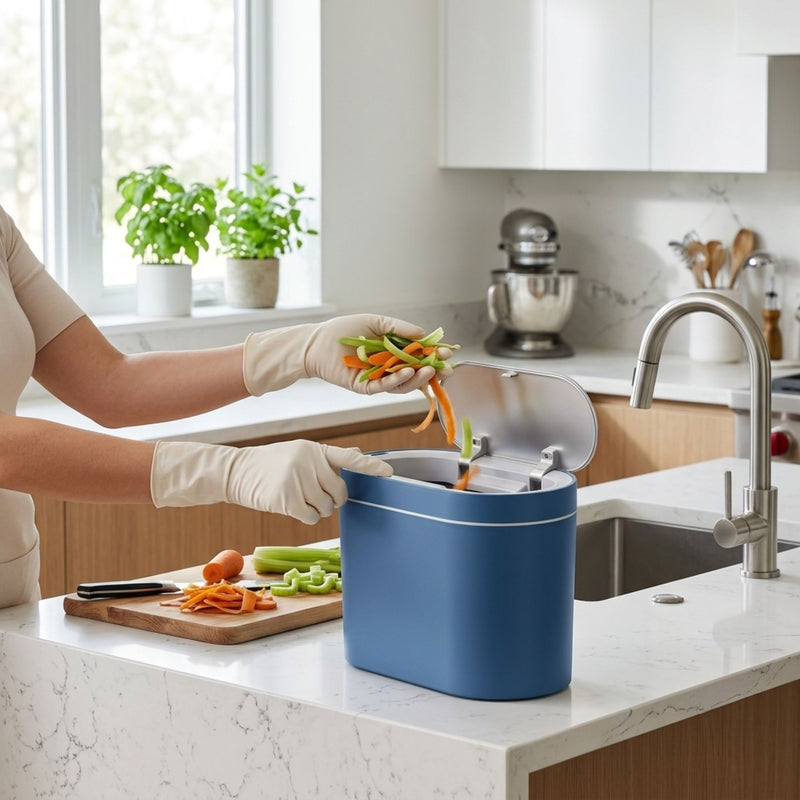 7L Motion Sensor Bin Slim Design for Bathrooms and Kitchens - Blue - additional product view