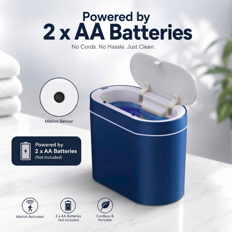7L Motion Sensor Bin Slim Design for Bathrooms & Kitchens - Blue